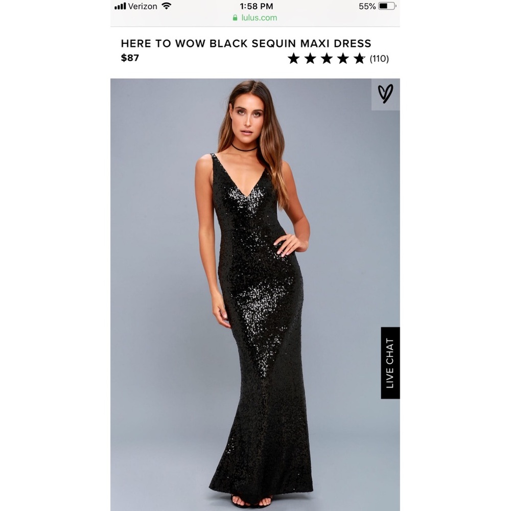 NWT Lulus black sequin gown